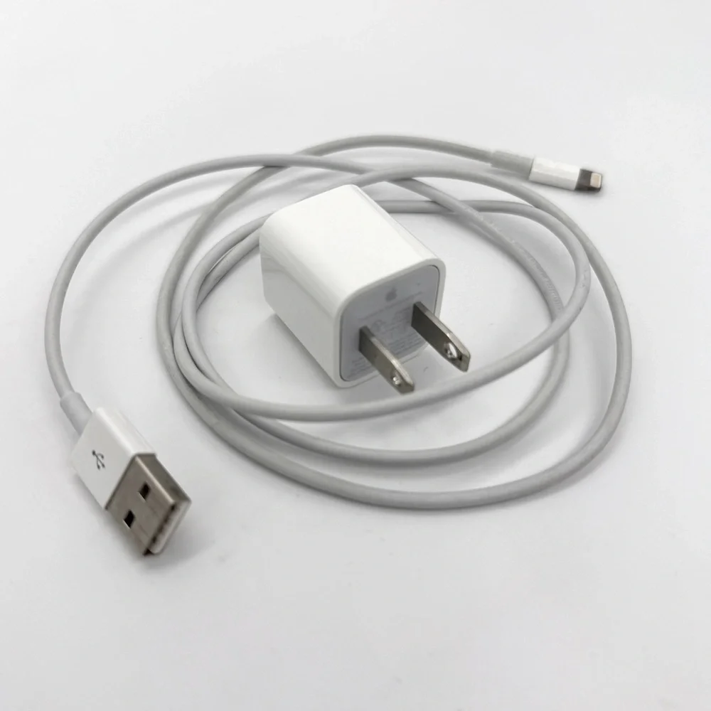 Genuine Apple White Charging Cable USB to Lightning Adapter 1m and Wall Charger
